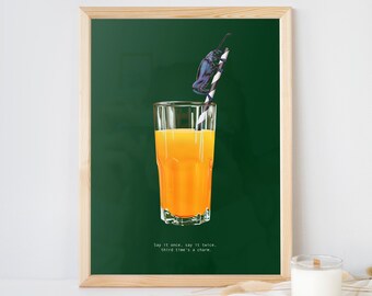 Say it three times, Beetle and Orange Juice, Guess the Movie Quote, Hand drawn Print Poster