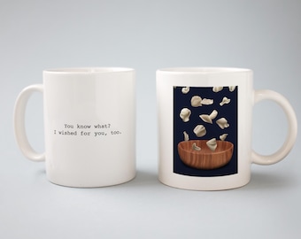 True Love Spell, Flying rose petals, I wished for you too, Witches, Guess the Movie Quote, Halloween White Coffee Mug