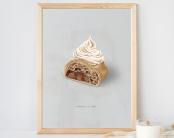Attendez la crème, Strudel aux pommes, Devinez la citation du film, Poster imprimé dessiné à la main