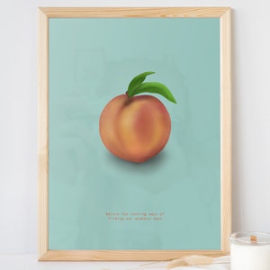 Peach, Nature has cunning ways of finding our weakest spot, Guess the Movie Quote, Hand drawn Print Poster