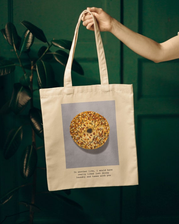 Laundry and Taxes With You Everything Bagel Guess the Movie Quote Cotton Canvas Tote Bag Etsy Canada
