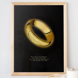 One ring to rule them all, Golden Ring, Guess the Movie Quote, Hand drawn Print Poster
