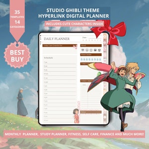 Anime, Self Care & Goals Digital Planner, Hyperlinked Undated iPad Goodnotes, Journal, Daily Planner