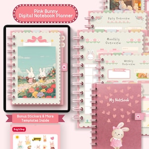 Pink Bunny Digital Planner: Undated GoodNotes Journal (Digital Download)