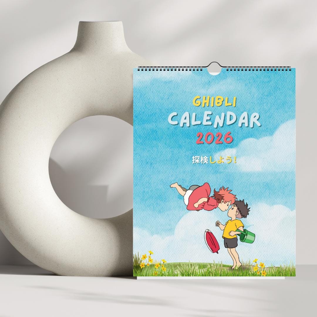 かわいいアニメ2026年壁掛けカレンダー：ジブリ風アート - Etsy 日本