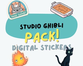 Kawaii Anime Digital Stickers, Studio Ghibli Digital Planner Stickers for goodnotes, cute digital stickers for goodnotes Printable