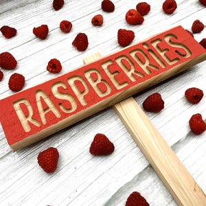 Raspberries Cedar Garden Marker | Rustic Farmhouse Plant Sign - Etsy