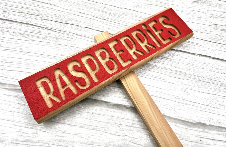 Raspberries Cedar Garden Marker | Rustic Farmhouse Plant Sign - Etsy