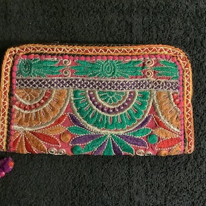 Pink and Orange Boho Clutch Wallet