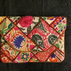 Hot Pink Floral Boho Clutch Bag