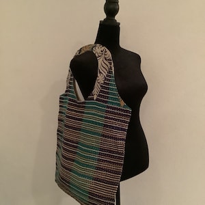 Navy Blue and Teal Kantha Boho Bag