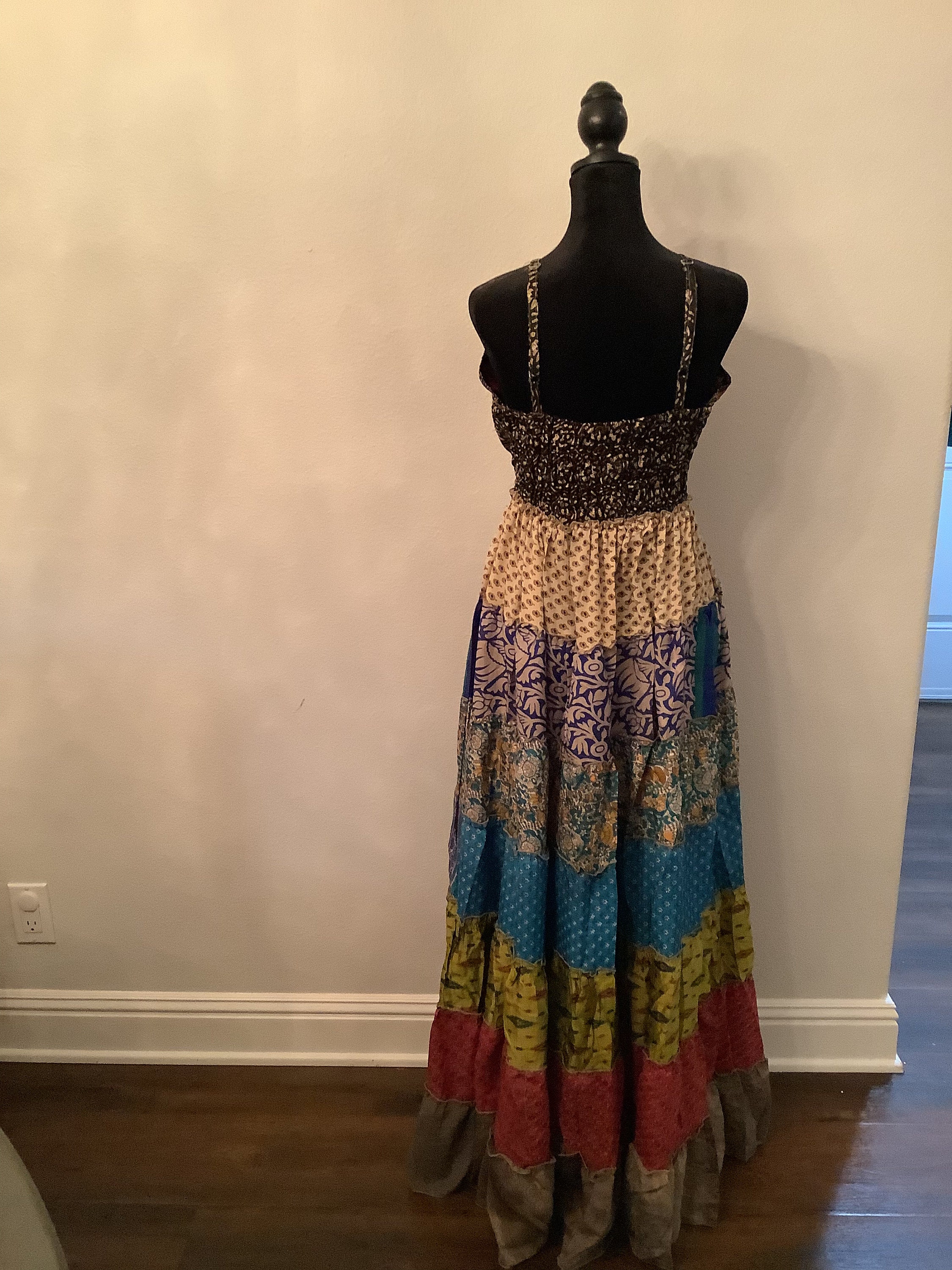 Black, Red, Gold Silk Boho Dress - Etsy