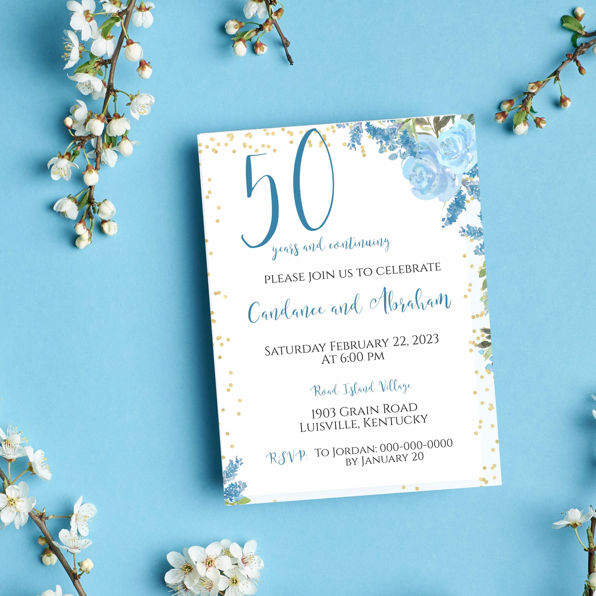 50th Wedding Anniversary Invitation Editable and Printable - Etsy