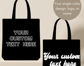 Personalized Black Cotton Tote Bag, Custom Team Gift