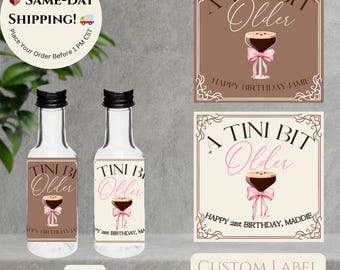 Etiquetas personalizadas para botellas de Martini de cumpleaños: Un Tini Un Poco Más Antiguo - 5 x 5 cm