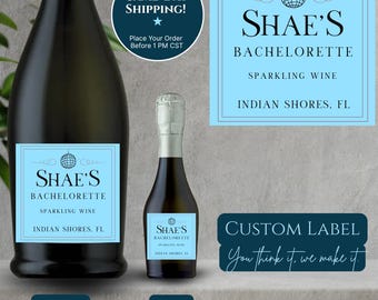 Custom Bachelorette Label | Sparkling Wine Bottle Sticker | Girls Weekend, Bridal Shower, Birthday Party Decor