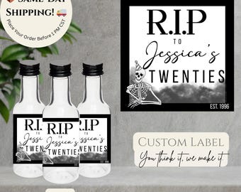 RIP to My Twenties Bottle Label, Custom Birthday Favor