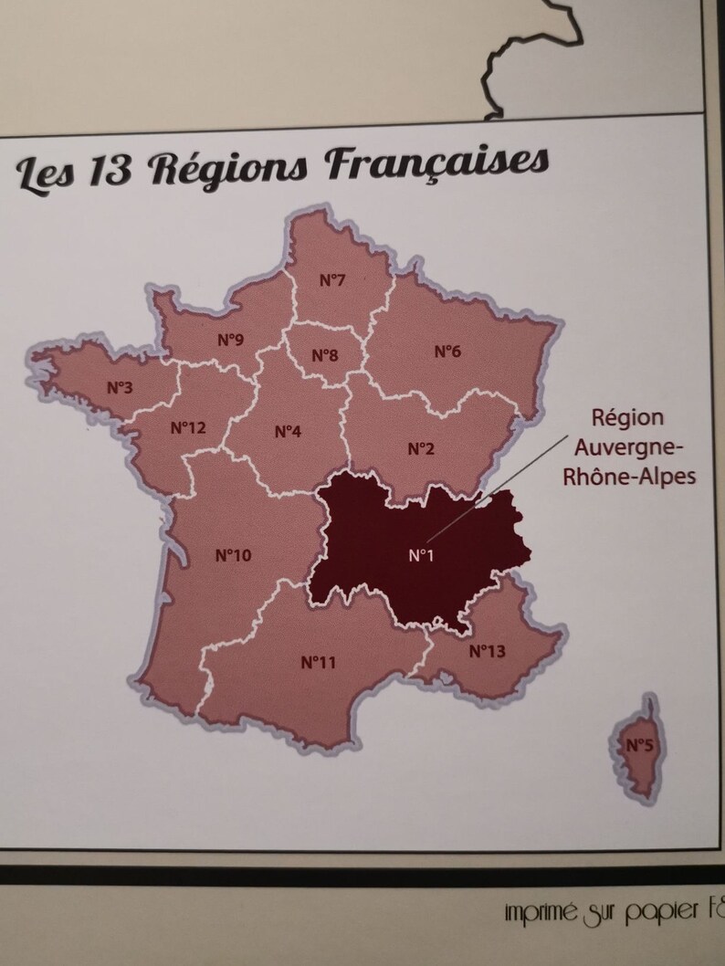 Carte murale de la région Auvergne Rhône Alpes image 5