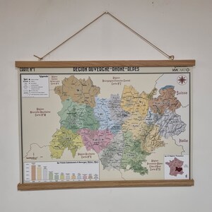 Carte murale de la région Auvergne-Rhône-Alpes