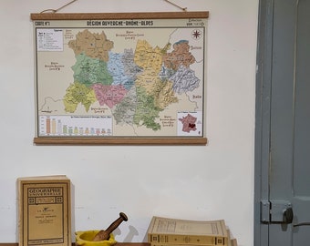 Carte murale de la région Auvergne Rhône Alpes