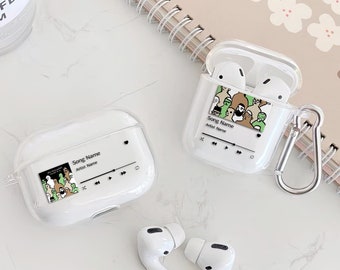 Custom Music Player Song Singer AirPods Case, Custom Personalized Apple AirPods 1/2,3, Pro, Pro2 Case with KeyChain, Unique Gift for her/him