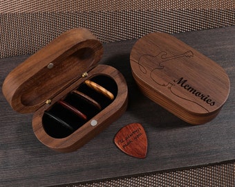 Personalized guitar pick with case Valentines Day gift, Gift for Boyfriend, Wooden guitar pick, Personalized pick, Gifts for him