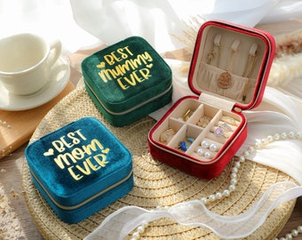 Best Mom Mother's Day Gift. Personalized Velvet Travel Jewelry Box. Mom, Grandma, NaNa, GiGi. Gift Idea, Mom's Birthday Gift