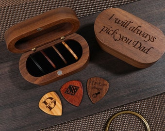 Plettro per chitarra personalizzato con custodia per il regalo della festa del papà, regalo per papà, plettro per chitarra in legno, plettro personalizzato, regali per lui, plettro per chitarra