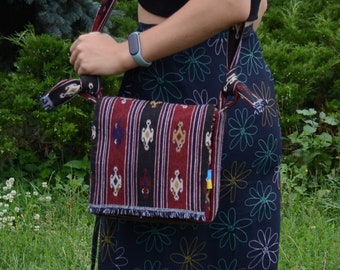 Women's cross body bag and fabric shoulder bag handmade. Fabric small crossbody bag there is shoulder bag and hand bags.