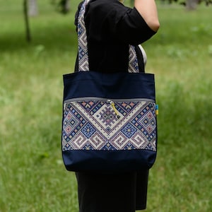 Handmade Fabric Crossbody Bag. Canvas Women Shoulder Bag for Document Shopping walks. image 1