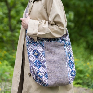 Handmade Burlap Hobo Bag: Ethnic Tapestry Crossbody Purse