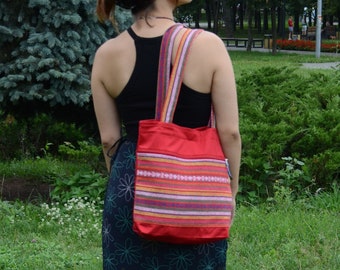 Fabric Shoulder Bag Handmade. Canvas Crossbody Bag. Cross Body Bag for documents and shopping.