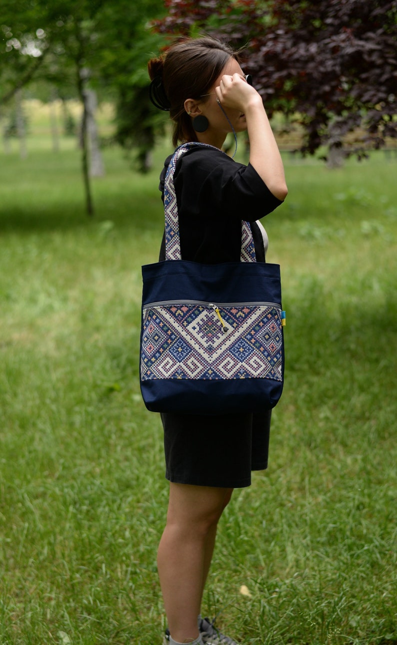Handmade Fabric Crossbody Bag. Canvas Women Shoulder Bag for Document Shopping walks. image 1