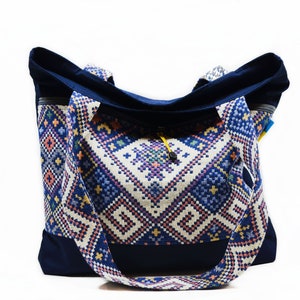 Handmade Fabric Crossbody Bag. Canvas Women Shoulder Bag for Document Shopping walks. image 2