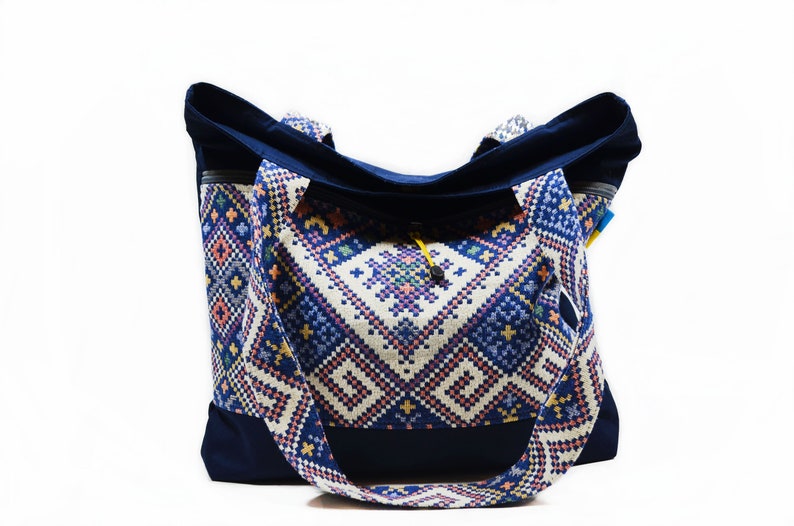Handmade Fabric Crossbody Bag. Canvas Women Shoulder Bag for Document Shopping walks. image 2