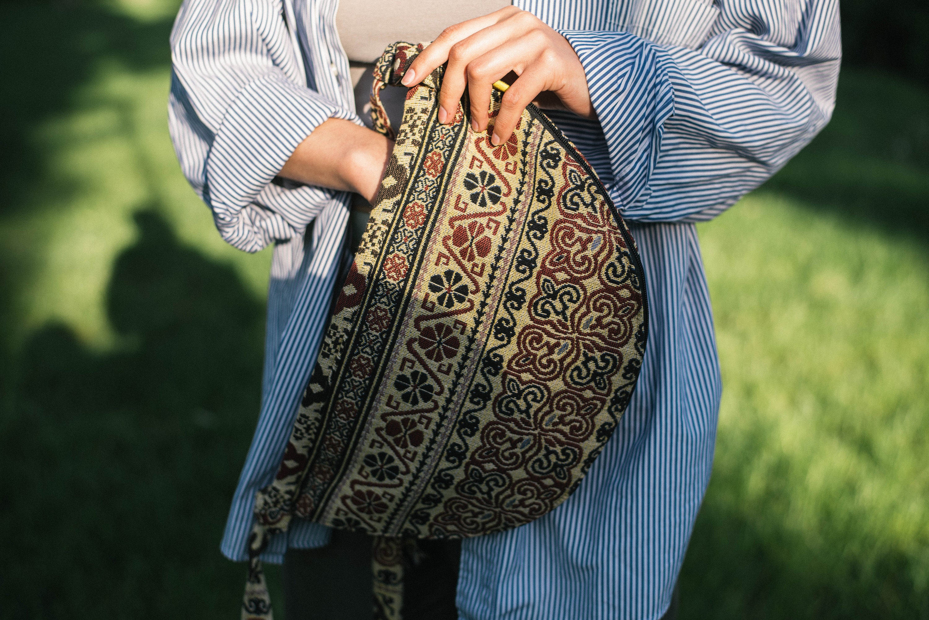 Tapestry Half Moon Crossbody Bag - Boho Ethnic Fabric Sling Bag - Etsy