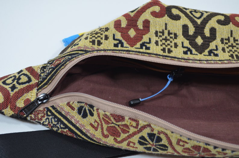 Women handbag, fabric cross body bag and waist bag. Original belt bag made of cotton, flax and tapestry good gift for a woman, wife gift bag image 8