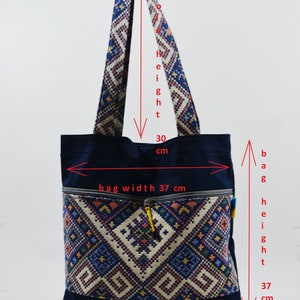 Handmade Fabric Crossbody Bag. Canvas Women Shoulder Bag for Document Shopping walks. image 8