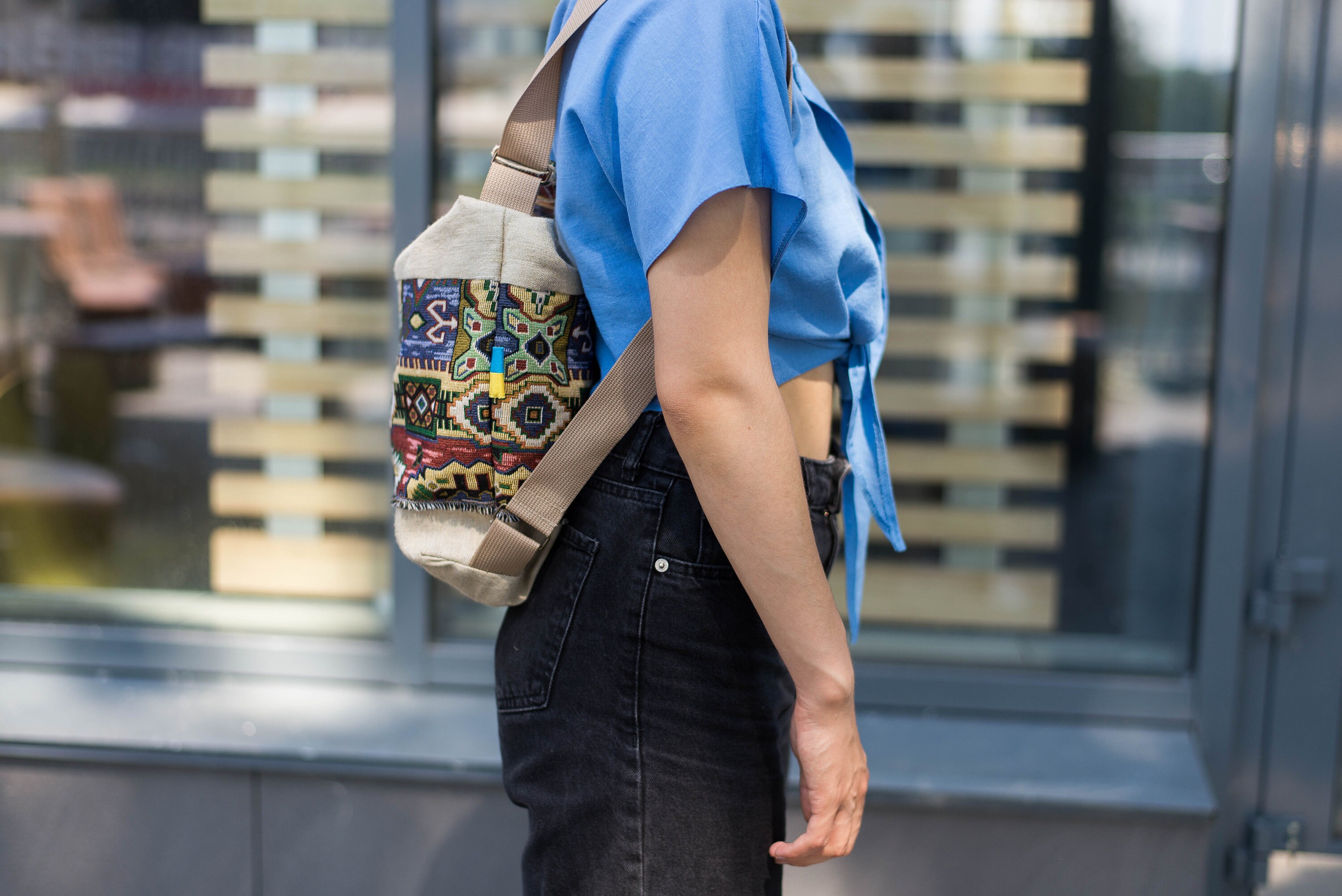 Convertible Linen Backpack, Handmade Tapestry Hobo Bag - Etsy display picture 2