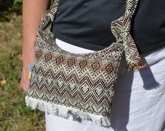 Boho Tapestry Crossbody Bag, Handmade Ethnic Fabric Purse