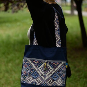 Handmade Fabric Crossbody Bag. Canvas Women Shoulder Bag for Document Shopping walks. image 5