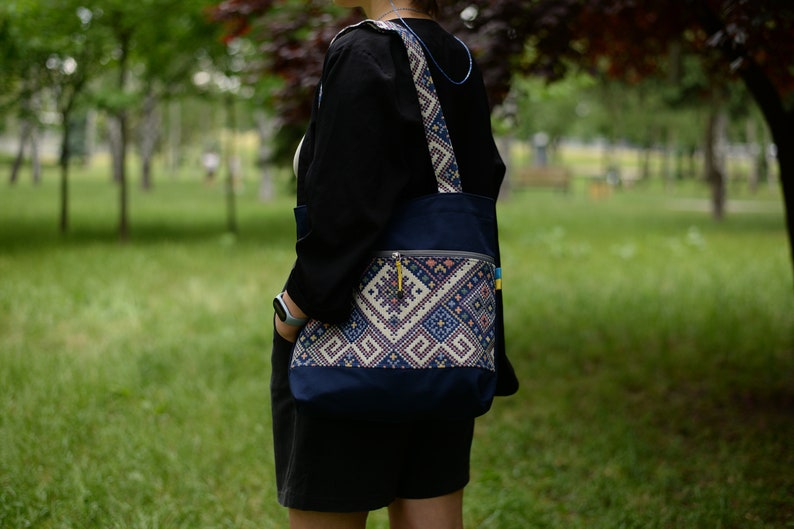 Handmade Fabric Crossbody Bag. Canvas Women Shoulder Bag for Document Shopping walks. image 7