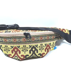 Women handbag, fabric cross body bag and waist bag. Original belt bag made of cotton, flax and tapestry good gift for a woman, wife gift bag image 2