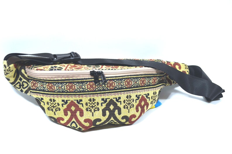 Women handbag, fabric cross body bag and waist bag. Original belt bag made of cotton, flax and tapestry good gift for a woman, wife gift bag image 2