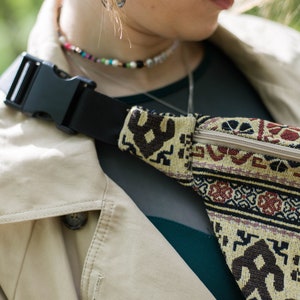 Women handbag, fabric cross body bag and waist bag. Original belt bag made of cotton, flax and tapestry good gift for a woman, wife gift bag image 5