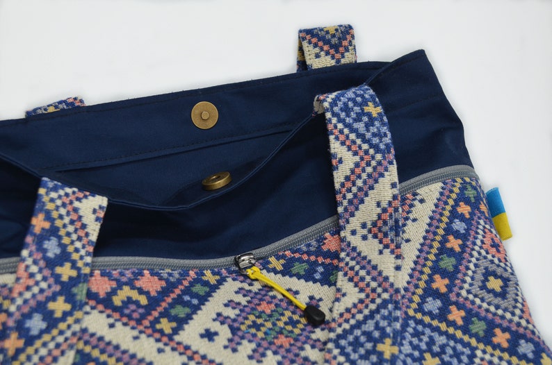 Handmade Fabric Crossbody Bag. Canvas Women Shoulder Bag for Document Shopping walks. image 4