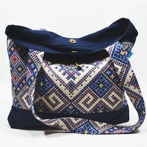 Handmade Fabric Crossbody Bag. Canvas Women Shoulder Bag for Document Shopping walks. image 6
