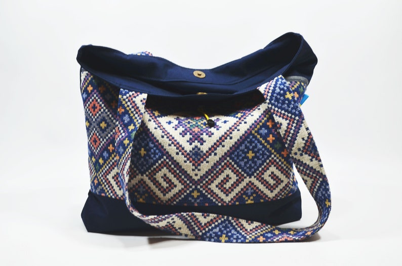 Handmade Fabric Crossbody Bag. Canvas Women Shoulder Bag for Document Shopping walks. image 6