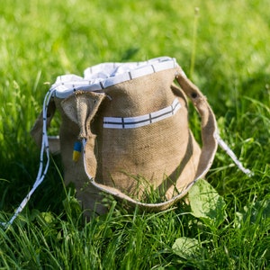 Sac en toile de jute artisanal, sac seau en coton de jute Sac à bandoulière fait à la main pour le shopping et les loisirs. image 9