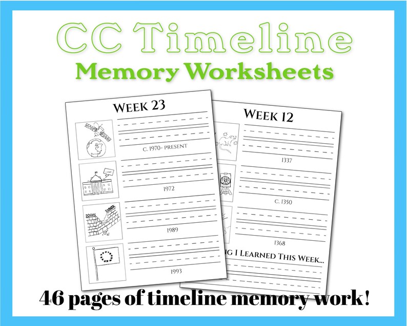 CC Timeline Memory Worksheets - Etsy